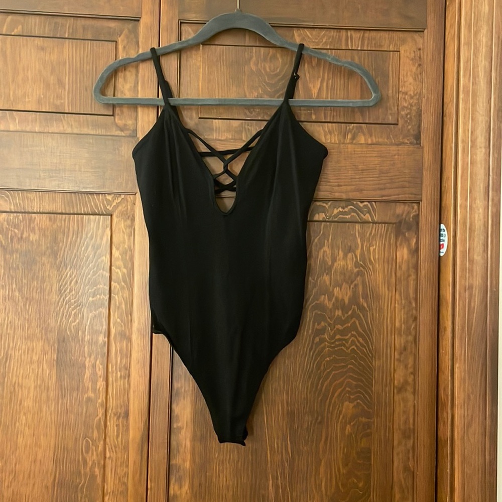 Black cotton body suit